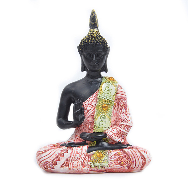 PandaHall Resin Buddha Figurines, for Home Office Desktop Decoration, Light Coral, 45x75x120mm Resin Human
