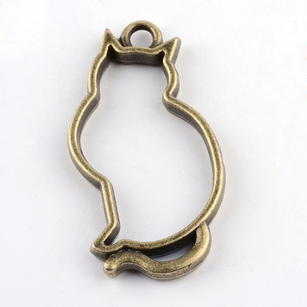 

PandaHall Rack Plating Alloy Kitten Open Back Bezel Pendants, for DIY UV Resin, Epoxy Resin, Pressed Flower Jewelry, Cat, Cadmium Free &...