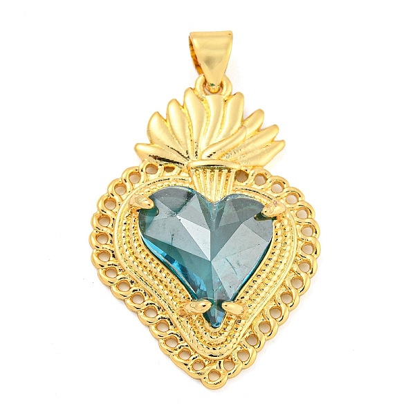 

PandaHall Rack Plating Brass Pendants, with Glass, Long-Lasting Plated, Cadmium Free & Lead Free, Strawberry Charms, Deep Sky Blue...