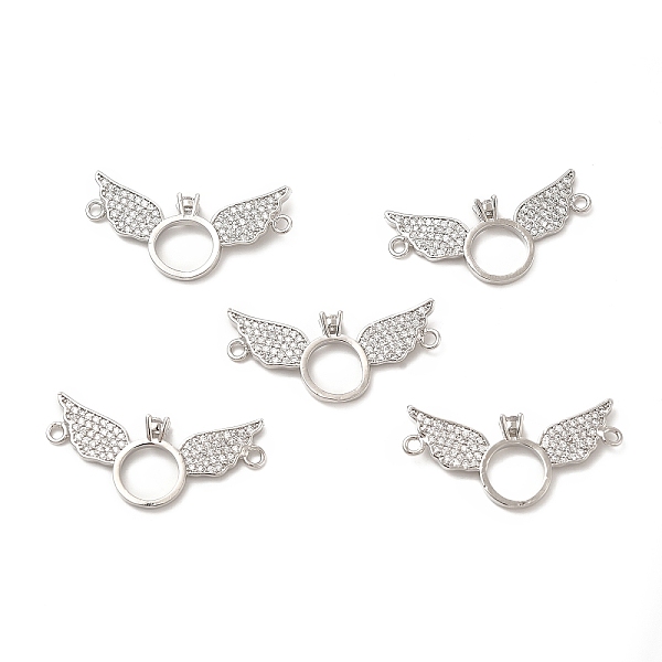 

PandaHall Brass Micro Pave Clear Cubic Zirconia Connector Charms, Ring Lins with Wing, Platinum, 30x14.5x3.5mm, Hole: 1.4mm Brass+Cubic...