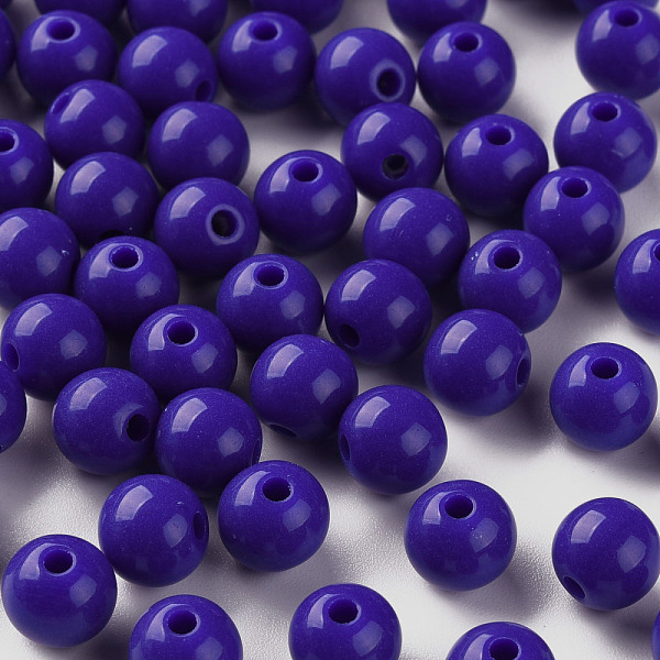 

PandaHall Opaque Acrylic Beads, Round, Dark Slate Blue, 8x7mm, Hole: 2mm, about 1745pcs/500g Acrylic Round