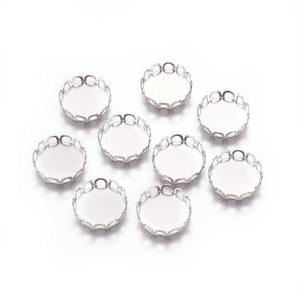 

PandaHall 316 Surgical Stainless Steel Lace Edge Bezel Cups, Cabochon Settings, Flat Round, Stainless Steel Color, Tray: 12mm, 13x3mm 316...