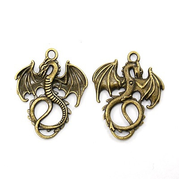 

PandaHall Tibetan Style Pendants, Alloy Dragon Necklace Pendants, Cadmium Free & Nickel Free & Lead Free, Antique Bronze, 35x28x2mm, Hole...