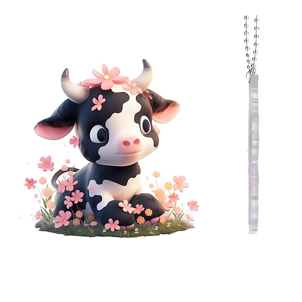 

PandaHall Acrylic Pendant Decorations, with Metal Finding, Car Decoration, Cattle, 74x76x3mm Acrylic Cattle