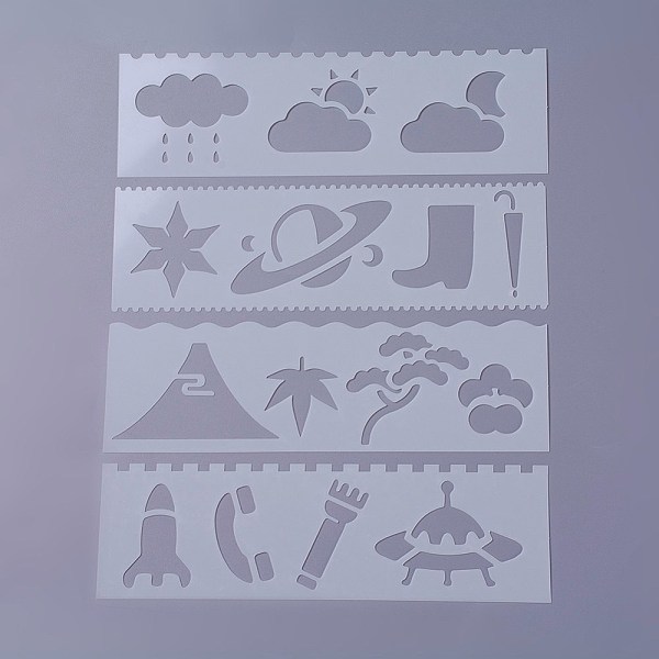 

PandaHall Plastic Kids Drawing Stencil Template, For Scrapbooking Journal Card Making School Art Projects, Buildings, White, 186x56x0.3mm...