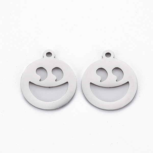 

PandaHall 201 Stainless Steel Pendants, Cut, Flat Round with Expression, Stainless Steel Color, 17.5x15x1mm, Hole: 1.5mm 201 Stainless Steel...