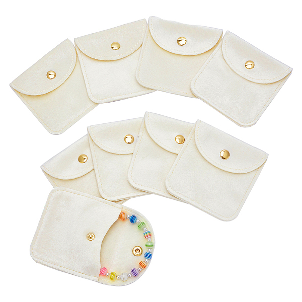 

PandaHall 20 Pcs Velvet Jewelry Pouches with Snap Button, Cornsilk Color Velvet Jewelry Storage Bags Luxury Gift Bag for Candy Gift and..., Gold
