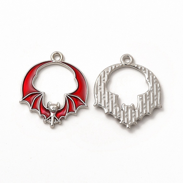 

PandaHall Rack Plating Alloy Enamel Pendants, Cadmium Free & Nickel Free & Lead Free, Halloween Theme, Bat Charm, Platinum, FireBrick..., Red