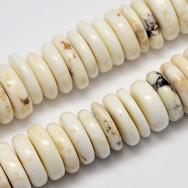

PandaHall Natural Magnesite Beads Strands, Heishi Beads, Flat Round/Disc, Creamy White, 9~12x2~4mm, Hole: 1mm, about 150pcs/strand, 16.5...