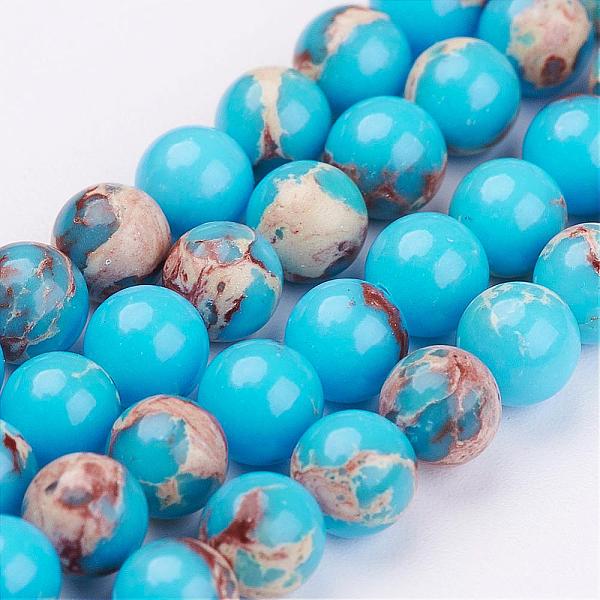 

PandaHall Natural Imperial Jasper Bead Strands, Dyed, Round, Dodger Blue, 6mm, Hole: 1mm, about 66pcs/strand, 15.7 inch Imperial Jasper...