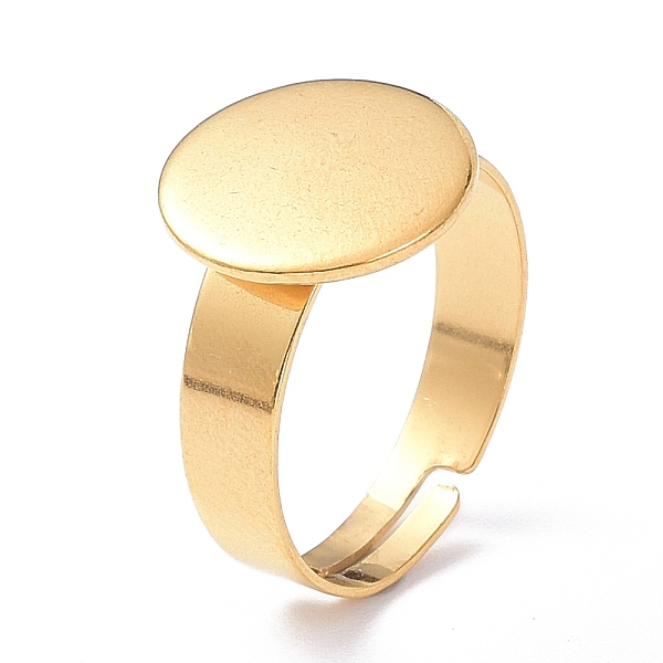 

PandaHall Ion Plating(IP) Adjustable 304 Stainless Steel Finger Rings Components, Pad Ring Base Findings, Flat Round, Real 18K Gold Plated...