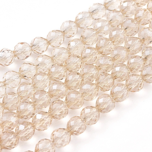 

PandaHall Electroplate Glass Beads Strands, Pearl Luster Plated, Faceted, Strawberry, Bisque, 6~6.5x6mm, Hole: 1.2mm, about 78pcs/strand..., Orange