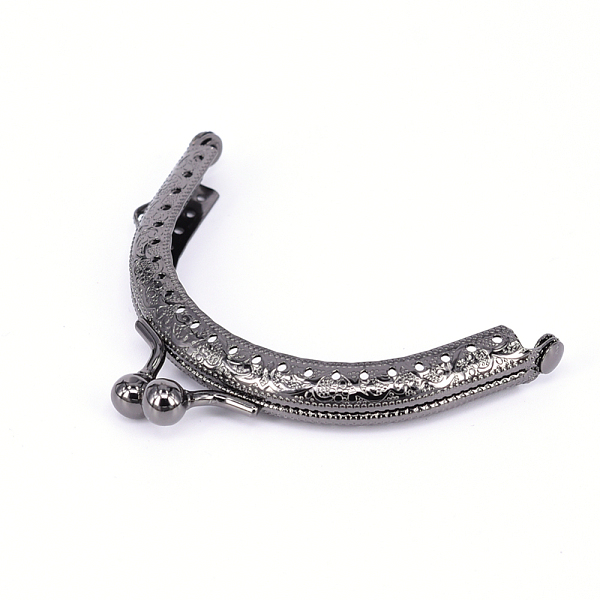 

PandaHall Iron Purse Frame Kiss Clasp Lock, for DIY Coin Bag Handle Sewing Craft, Gunmetal, 61x87x11mm Iron