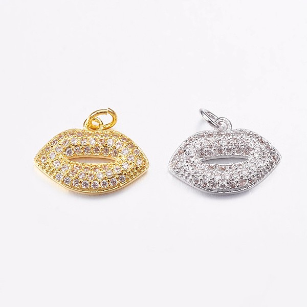 

PandaHall Brass Micro Pave Cubic Zirconia Pendants, Lip, Mixed Color, 11.5x16x2mm, Hole: 3mm Brass+Cubic Zirconia Lip Clear