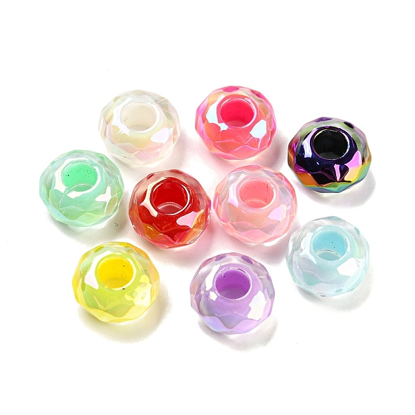 

PandaHall UV Plating Rainbow Iridescent Acrylic European Beads, Large Hole Beads, Rondelle, Mixed Color, 14.5x8mm, Hole: 5.5mm Acrylic..., Multicolor