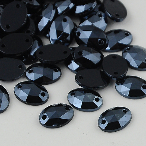 

PandaHall Sew on Rhinestone, Taiwan Acrylic Rhinestone, Two Holes, Garments Accessories, Faceted Flat Oval, Prussian Blue, 18x13x5mm, Hole...