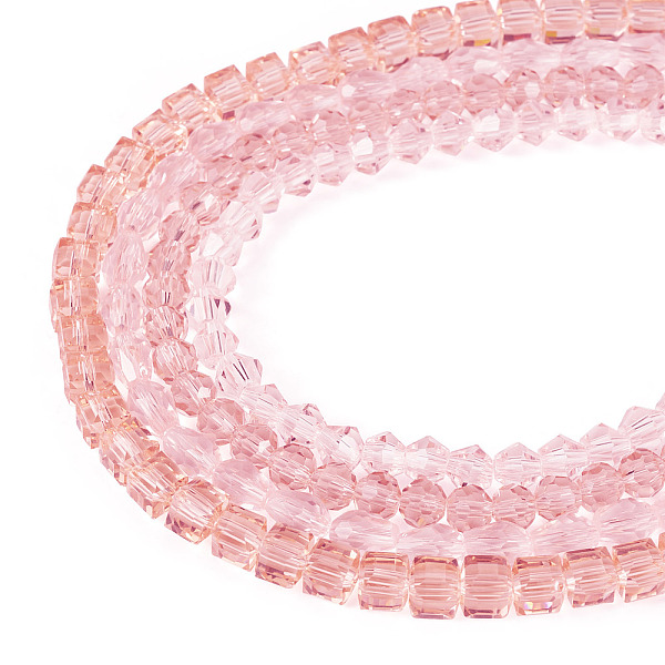 4 Strands 4 Styles Transparent Glass Bead Strands