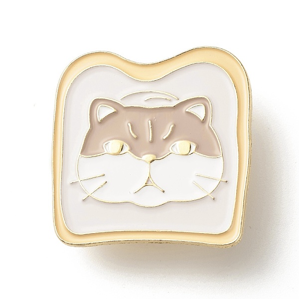 

PandaHall Toast with Cat Enamel Pin, Animal Iron Enamel Brooch for Backpack Clothes, Light Gold, Bisque, 30x29.5x10mm Iron Orange
