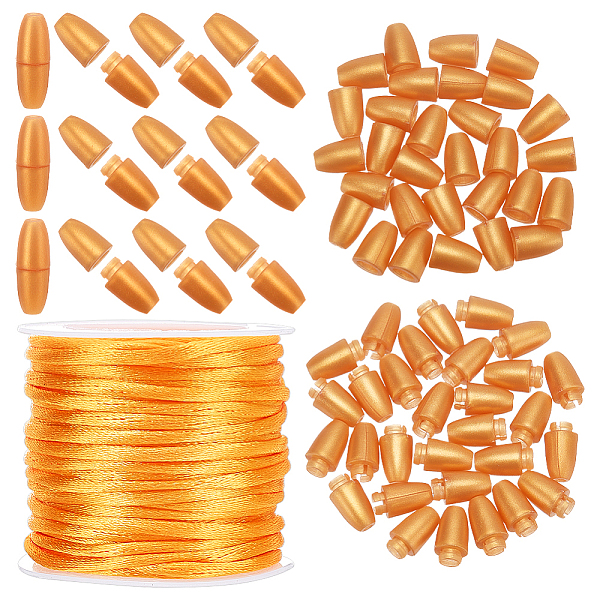 

PandaHall 1 Roll Nylon Rattail Satin Cord, Beading String, with 30 Sets Plastic Breakaway Clasps, Gold, Cord: 2m, about 10.93 yards...