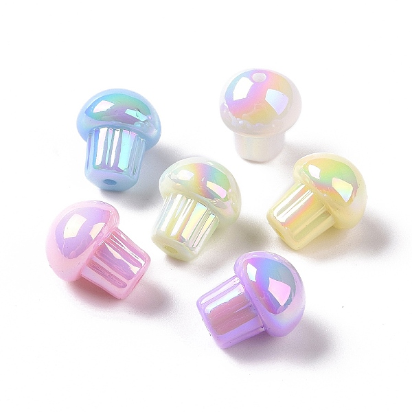 

PandaHall UV Plating Rainbow Iridescent Opaque Acrylic Beads, Mushroom, Mixed Color, 14.5x12.5mm, Hole: 1.6mm Acrylic Mushroom Multicolor