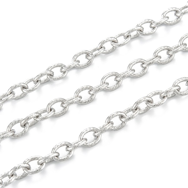 

PandaHall 304 Stainless Steel Textured Cable Chains, Unwelded, with Spool, Stainless Steel Color, 8x6x1.3mm, 32.8 Feet(10m)/roll 304...