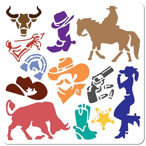 

PandaHall PET Plastic Hollow Out Drawing Painting Stencils Templates, Square, Cattle, 300x300mm Plastic Cattle