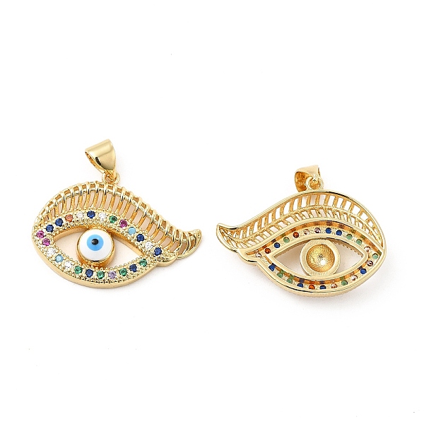 

PandaHall Brass Micro Pave Cubic Zirconia Pendants, with Enamel, Evil Eye Charm, Golden, Colorful, 18.5x25.5x2mm, Hole: 4.5x3.5mm...