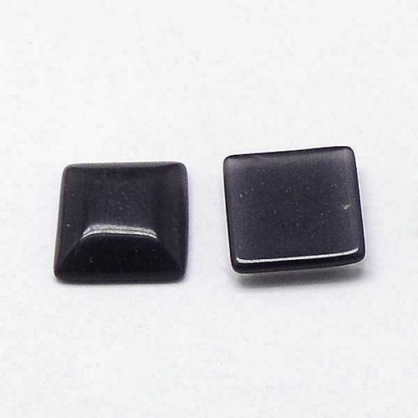 

PandaHall Cat Eye Cabochons, Square, Black, 8x8x2.5mm Glass Square Black