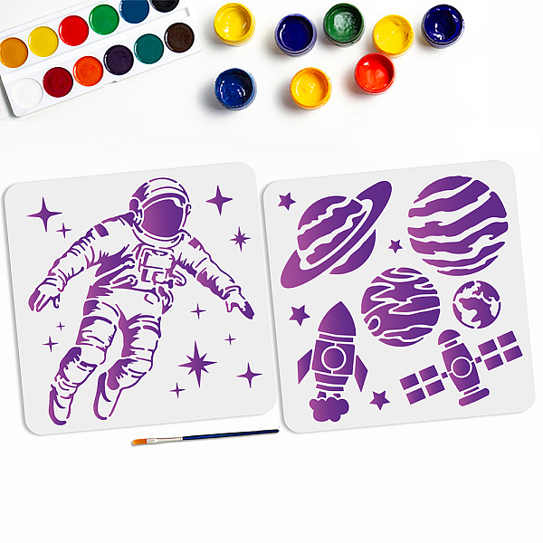 

PandaHall MAYJOYDIY US 1 Set PET Hollow Out Drawing Painting Stencils, with 1Pc Art Paint Brushes, for DIY Scrapbook, Photo Album, Planet...