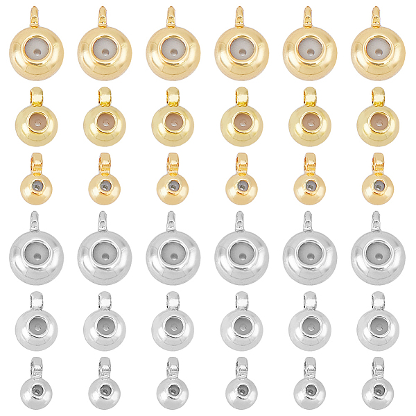 

PandaHall SUPERFINDINGS 36Pcs 6 Style Brass Tube Bails, Loop Bails, Bail Beads, with CCB Plastic Inside, Long-Lasting Plated, Round...