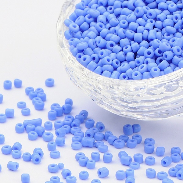 

PandaHall Glass Seed Beads, Opaque Colours Seed, Small Craft Beads for DIY Jewelry Making, Round, Cornflower Blue, 3mm, Hole:1mm, about...