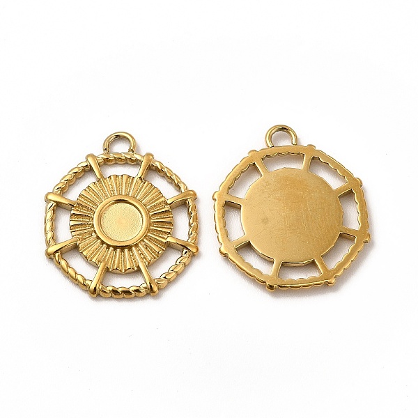 

PandaHall Ion Plating(IP) 304 Stainless Steel Pendant Cabochon Settings, Polygon, Real 18K Gold Plated, Tray: 4mm, 18x15.5x1.5mm, Hole...