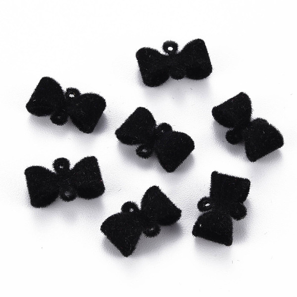 

PandaHall Flocky Brass Normal Links Connectors, Bowknot, Black, 8x12x3.5mm, Hole: 0.7mm Brass Butterfly Black