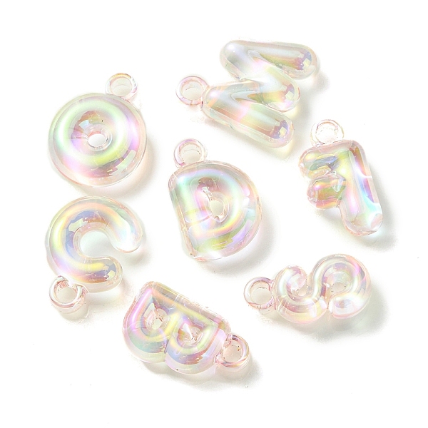 

PandaHall UV Plating Rainbow Iridescent Acrylic Beads, Letters, Honeydew, 25~26x14~22.5x8mm, Hole: 3.5mm Acrylic Green