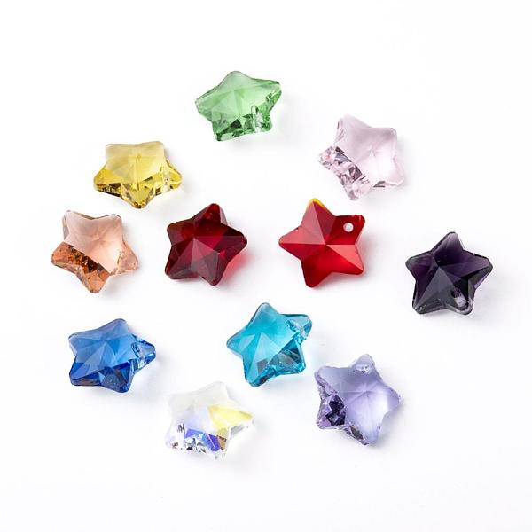 

PandaHall Transparent Glass Pendants, Faceted, Star Charms, Mixed Color, 13x13.5x7mm, Hole: 1mm Glass Star Multicolor