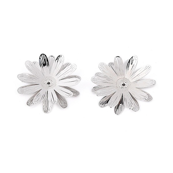 Brass Bead Caps, Flower, Platinum, 24.5-25x23.5-24x4-5mm, Hole: 0.9-1mm