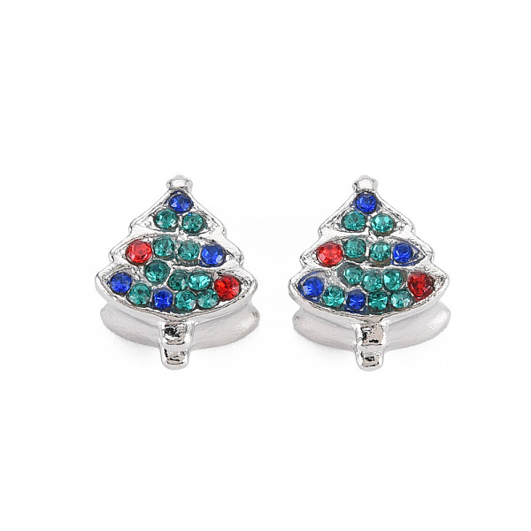 

PandaHall Rack Plating Alloy European Beads, Large Hole Beads, with Rhinestone, Cadmium Free & Nickel Free & Lead Free, Christmas Tree..., Cyan