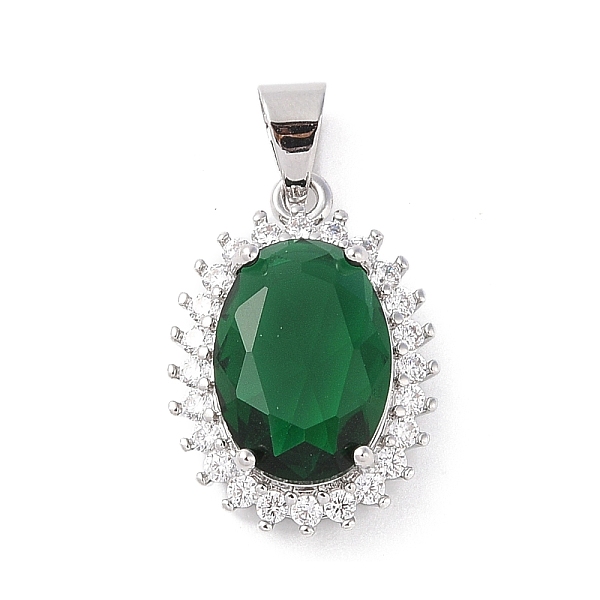 

PandaHall Brass Micro Pave Cubic Zirconia Pendants, Oval, Platinum, Green, 21x15x7.5mm, Hole: 4x6mm Brass+Cubic Zirconia Oval Green
