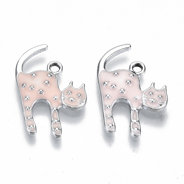 

PandaHall Eco-Friendly Zinc Alloy Pendants, with Enamel, Cadmium Free & Nickel Free & Lead Free, Cat Shape, Platinum, Pink...