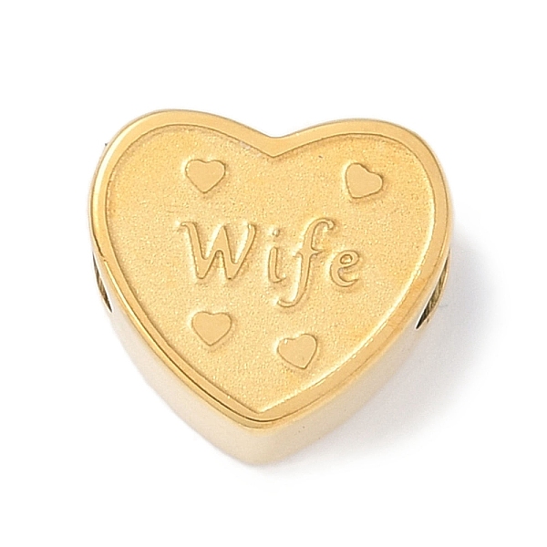 

PandaHall 304 Stainless Steel European Beads, Large Hole Beads, Heart with Word Wife, Golden, 10.5x12x1mm, Hole: 4.5mm 304 Stainless Steel...