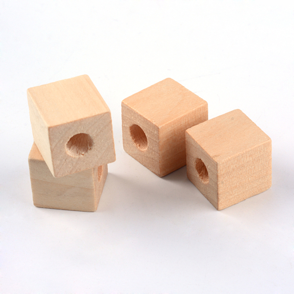 

PandaHall Unfinished Wood Beads, Natural Wooden Beads, Lead Free, Cube, Large Hole Beads, 19~20x19~20x20mm, Hole: 8~8.5mm Schima Wood Cube..., Orange