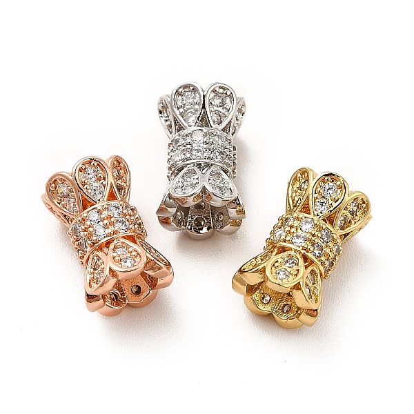 

PandaHall Rack Plating Brass Micro Pave Cubic Zirconia Beads, Long-Lasting Plated, Cadmium Free & Lead Free, Flower Column, Mixed Color..., Clear