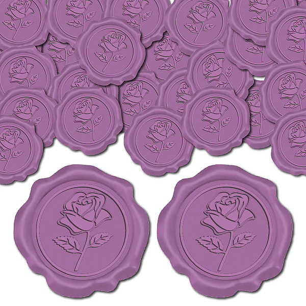 PandaHall CRASPIRE 25Pcs Adhesive Wax Seal Stickers, Envelope Seal Decoration, For Craft Scrapbook DIY Gift, Old Rose, Flower, 30mm Wax...