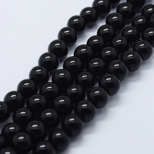 

PandaHall Natural Black Onyx Beads Strands, Dyed & Heated, Round, 8mm, Hole: 2mm, about 48pcs/strand, 14.37 inch(36.5cm) Black Onyx Round