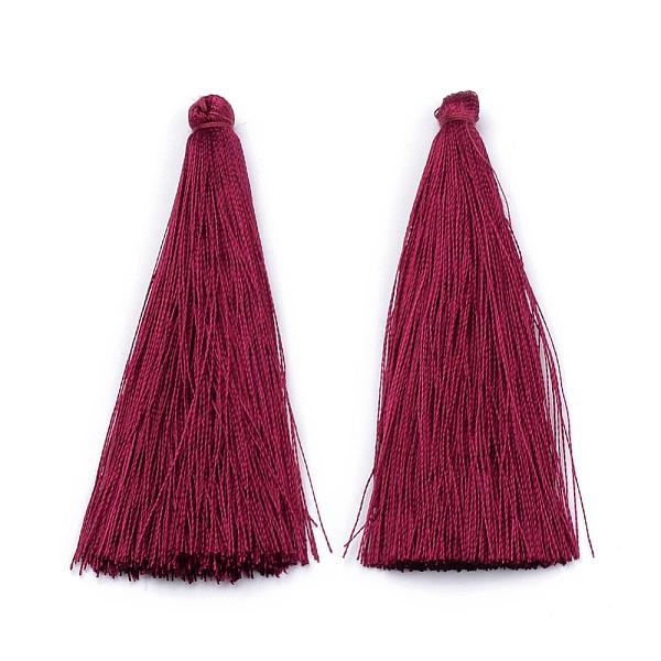 

PandaHall Nylon Tassel Big Pendant Decorations, Medium Violet Red, 65~70x8~10mm Nylon Red