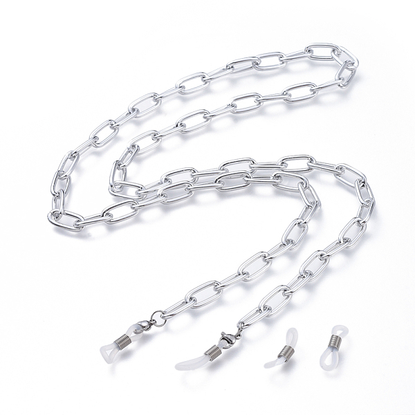 

PandaHall Eyeglasses Chains, Neck Strap for Eyeglasses, with Aluminum Paperclip Chains, 304 Stainless Steel Lobster Claw Clasps and Rubber..., Gray