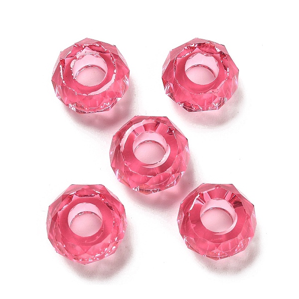 

PandaHall Transparent Resin European Beads, Large Hole Beads, Faceted, Rondelle, Cerise, 13.5x8mm, Hole: 5.5mm Resin Rondelle Red