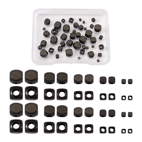 

PandaHall 304 Stainless Steel Beads, Cube, Electrophoresis Black, 2~6x2~6x2~6mm, Hole: 1.5~3mm, 50pcs/box Stainless Steel Cube