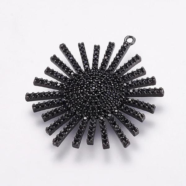 

PandaHall Brass Micro Pave Cubic Zirconia Pendants, Flower, Gunmetal, 34x29x4mm, Hole: 1mm Brass+Cubic Zirconia Flower