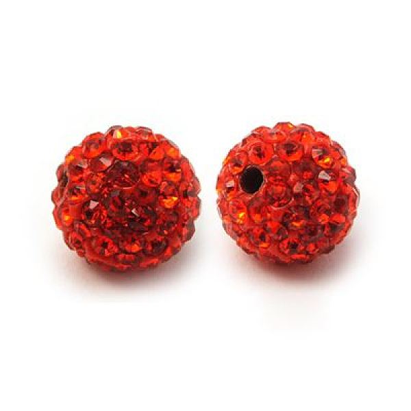 

PandaHall Polymer Clay Rhinestone Beads, Pave Disco Ball Beads, Grade A, Round, PP15, Hyacinth, 10mm, Hole: 1.8~2mm Polymer Clay+Glass..., Red